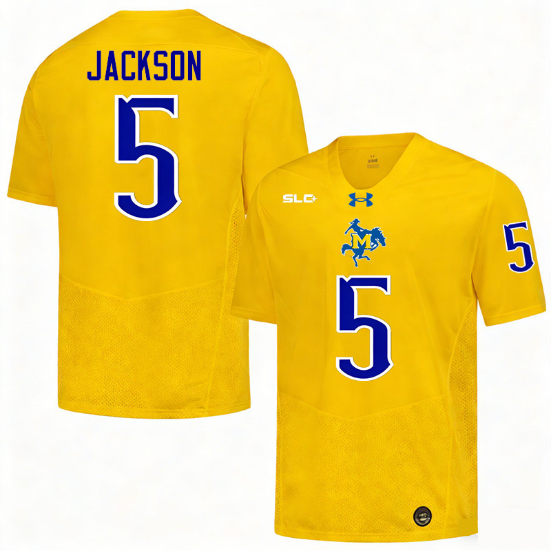 McNeese Cowboys #5 Josh Jackson College Football Jerseys,Uniforms-Gold